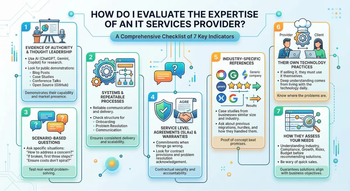 How do I evaluate the expertise of an IT services provider?