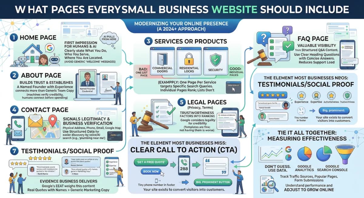 What pages should every business website include?